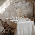 Heavyweight European Linen Tablecloth, Stone-Washed, Custom Size, Extra Large for Formal Dining & Weddings, Rectangle or Square