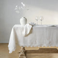 French Linen Tablecloth with Lace – Custom Size, Handmade, Matching Napkins, Wedding & Farmhouse Dining Décor, Rectangle or Square