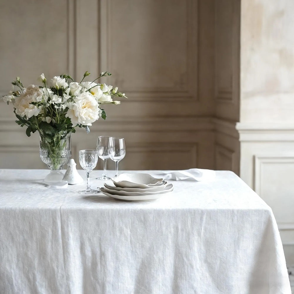 Heavyweight European Linen Tablecloth, Stone-Washed, Custom Size, Extra Large for Formal Dining & Weddings, Rectangle or Square